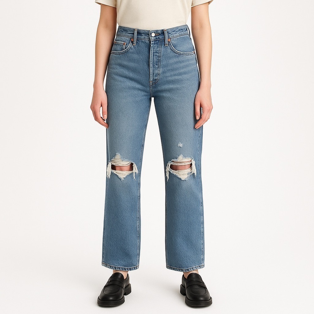 Levi’s 501 distressed straight leg denim jeans high rise button fly W25
